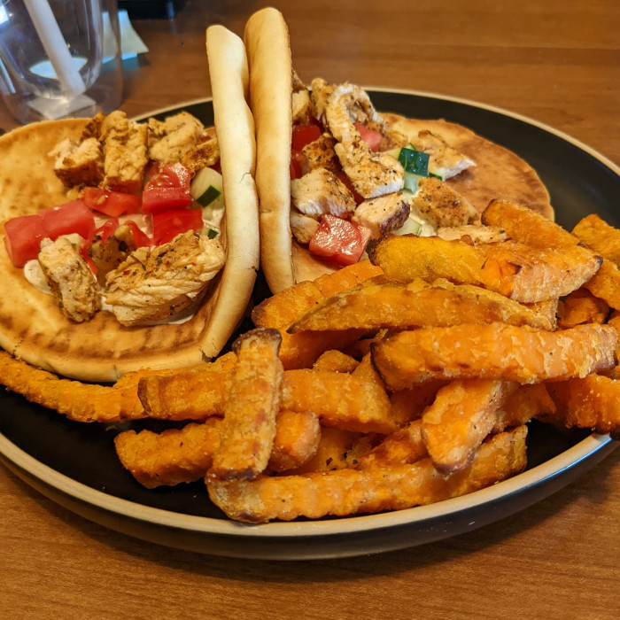 Chicken Gyros & Sweet Potato Fries - ByDevin Green