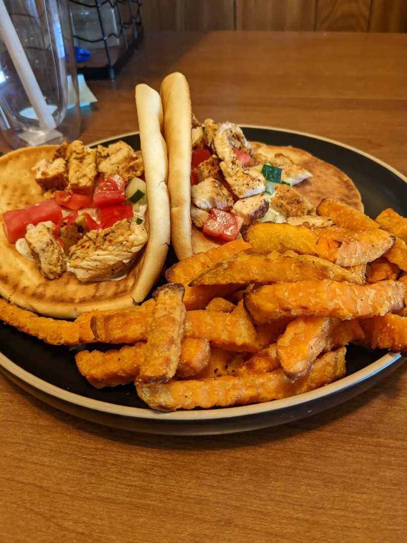 Chicken Gyros & Sweet Potato Fries - ByDevin Green